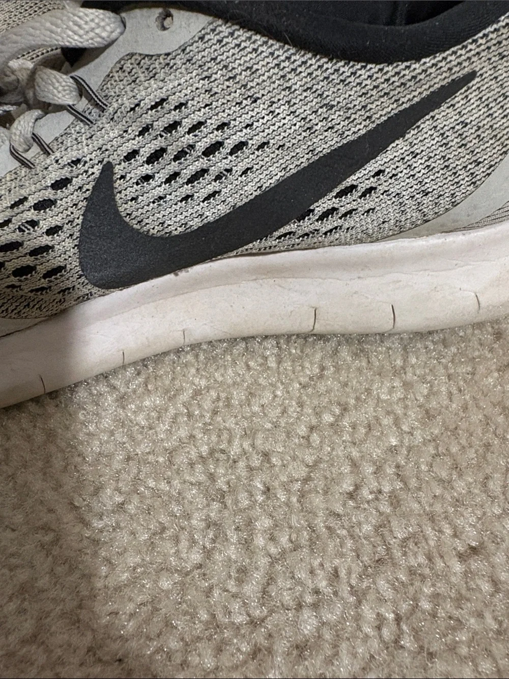 Nike Kids Light Gray and Black Mesh Sneakers